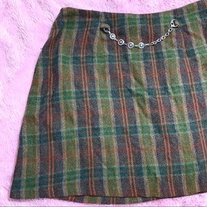 Vintage plaid school girl skirt with chain belt
